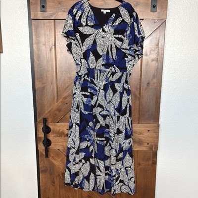 Chico s Blue and Black Patterned Dress size 2 (12)