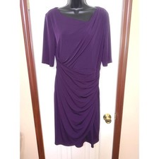 Connected Apparel Purple Cocktail Dress Ruched Party Career Women's