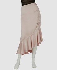 Bar III Women's Pink Asymmetrical-Ruffle Midi Skirt Size 10