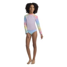 NWT Hurley Girls 2-Piece Rashguard Swimsuit Set Rainbow UPF 50 Size 8