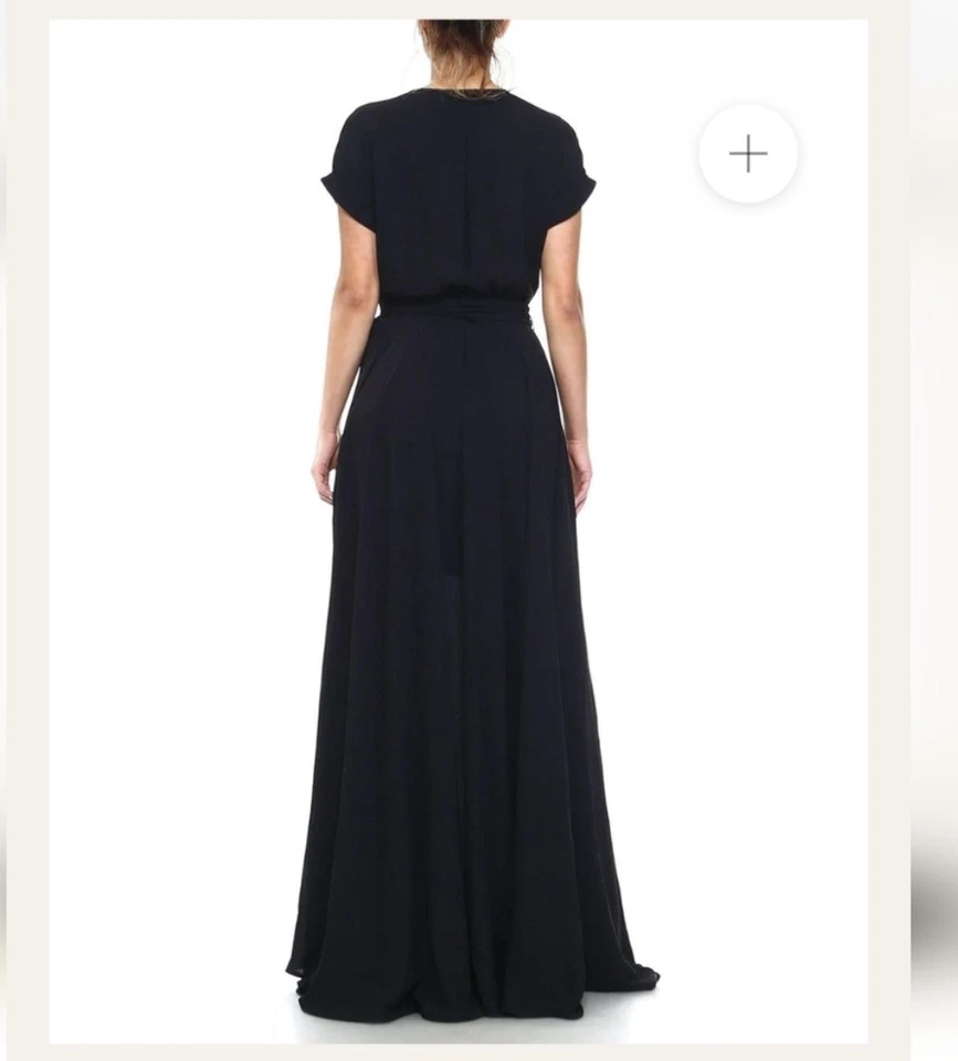 Меган LOS ANGELES черный искусственного надежном подпоясанный погружения v-образным вырезом разрез макси платье средний - Изображение 3 из 4