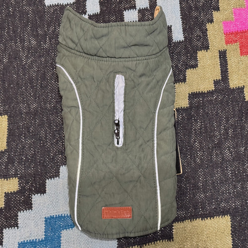 ThinkPet Reversible Quilted Dog Coat, Army Green/Beige, Medium