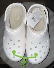 Crocs White Fuzzy Lined Clogs W9 M7.5 Brand New Never Worn