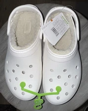 Crocs White Fuzzy Lined Clogs W9 M7.5 Brand New Never Worn