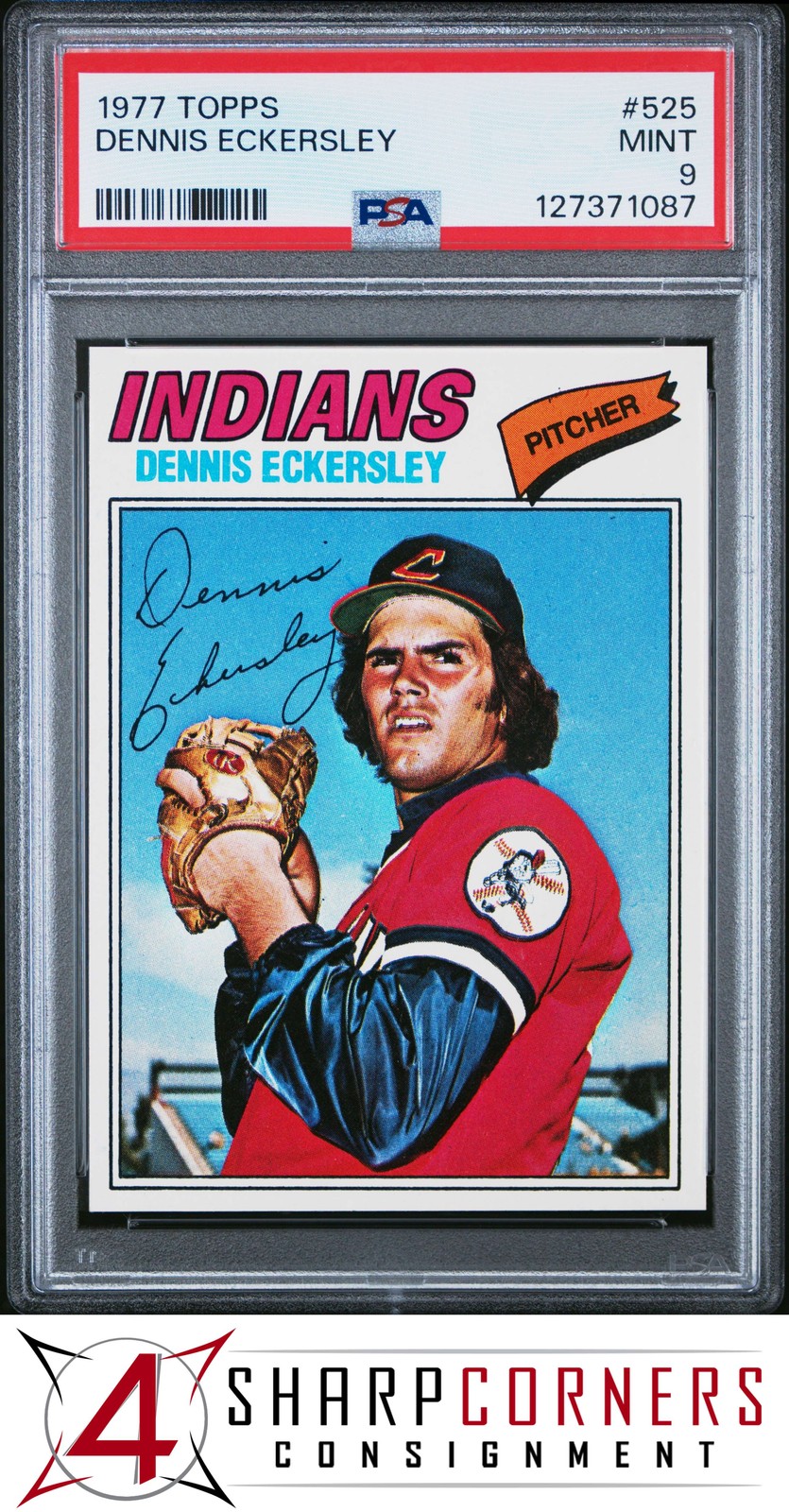 1977 TOPPS #525 DENNIS ECKERSLEY INDIANS HOF PSA 9
