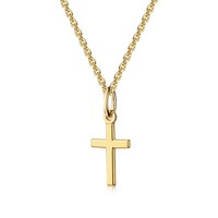 Kreuzkette Konfirmation Firmung Kreuz AnhäNger + Kette Echt Silber 925 Vergoldet