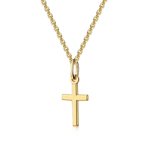 Kreuzkette Konfirmation Firmung Kreuz AnhäNger + Kette Echt Silber 925 Vergoldet-image