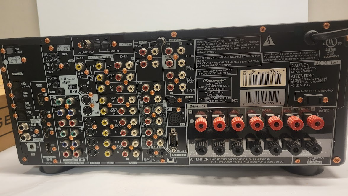 Pioneer Elite VSX-92TXH Audio Video Receiver Mult-channels Tested