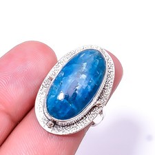 Neon Blue Apatite - Bahia Mines 925 Sterling Silver Handmade Ring s.6 Sku6