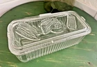 Vintage Federal Glass Refrigerator Storage Dish Ribbed w/Embossed Vegetable Lid