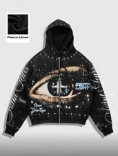 ROMWE Men Street Life Eye Minimalist Zip Up