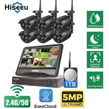 Hiseeu 5MP 10"LCD 16CH NVR WIFI Outdoor Security Camera System IP Audio 1TB HDD