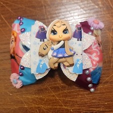 Frozen Elsa Multicolor Bow Hair Clip for Girls, Beaded Layered Party