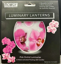 Modgy Luminary Lanterns LED Water Activated Candles Pink Orchid Luminaries 4 pcs
