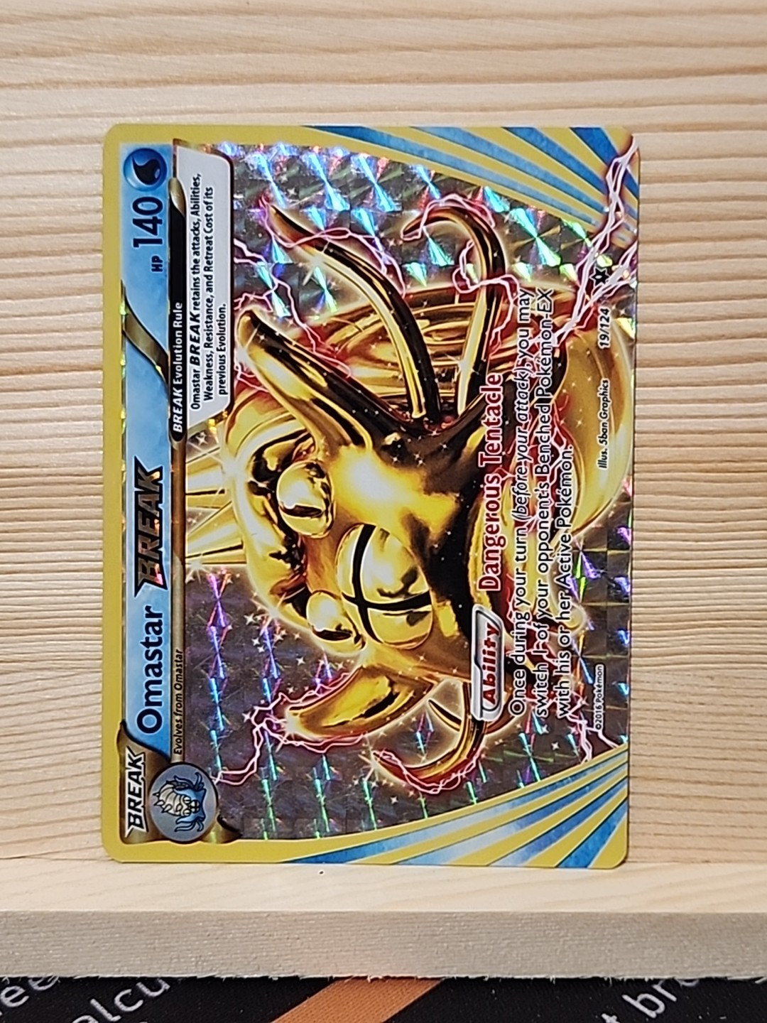 Omastar Break 19/124 Fates Collide Full Art Ultra Rare Holo Pokemon Card Nm