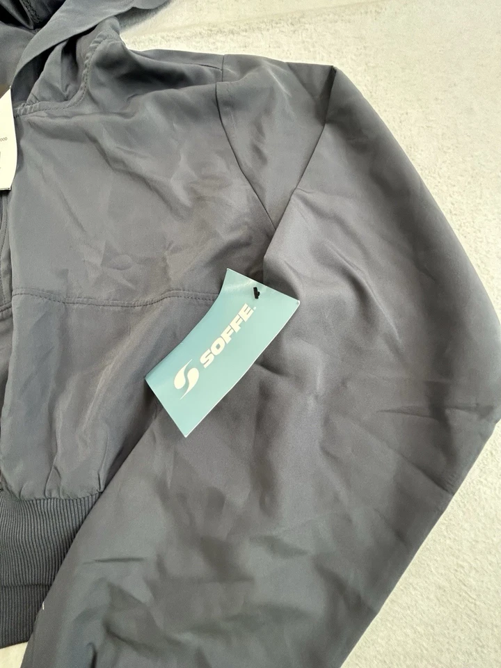 Chaqueta Soffe Wind Niñas Escuadrón 1/4 Cremallera Sudadera con Capucha Nylon Corta Talla XL Nueva Gris $33 Foto 2 de 4