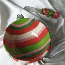 CERAMIC CHRISTMAS ORNAMENT DIP BOWL & SPREADER BOSTON WAREHOUSE