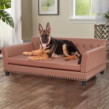 XL Orthopedic Elevated Pet Bed Leather Dog Sofa Removable Cushion Easy To Clean