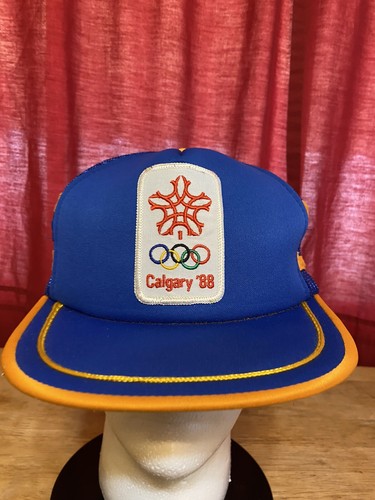 Vintage Snapback Mütze Calgary 88 Trucker 80er Gem Hour Mesh 3 Streifen Herren gelb Cap - Bild 2 von 12
