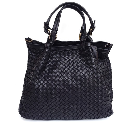 Borsa a mano in pelle intrecciata con manico Bamboo - Weetooshop