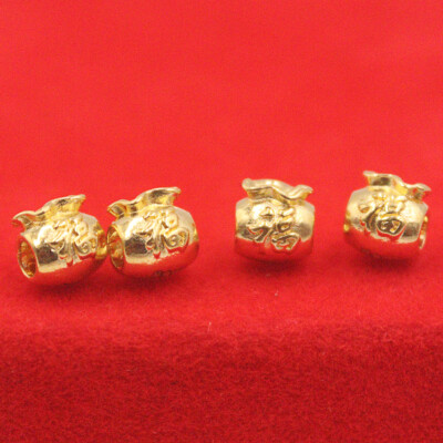 1pcs Pure 999 24K Yellow Gold Men Women 3D Hollow Fu Bag Bead Pendant 0.1-0.2g