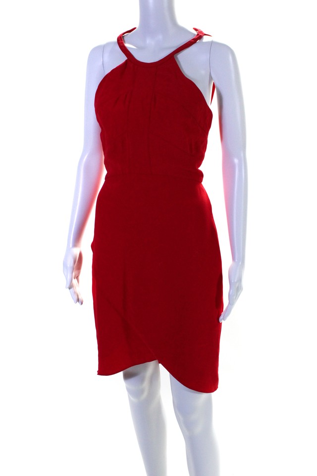Amanda Uprichard Womens Cherry Halter Sheath Red Size 0 10725452 eBay
