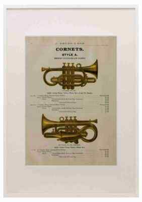 Unbekannter Katalog C Bruno & Sohn um 1890 Kornett Stil A A3 A4 gerahmter Druck Bild