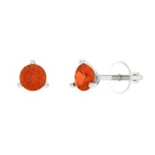 Red Zirconia Stud Earrings for Women, Screw back 1 cttw, 5mm, Round-Cut 