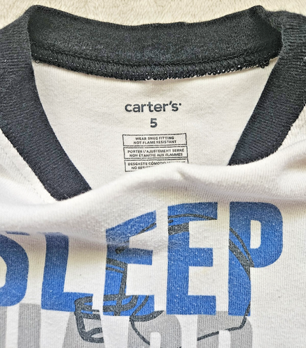 Carter’s Boys Pajama Set – Size 5T – “Sleep Hard Dream Harder” – Long Sleeve... - Picture 5 of 6