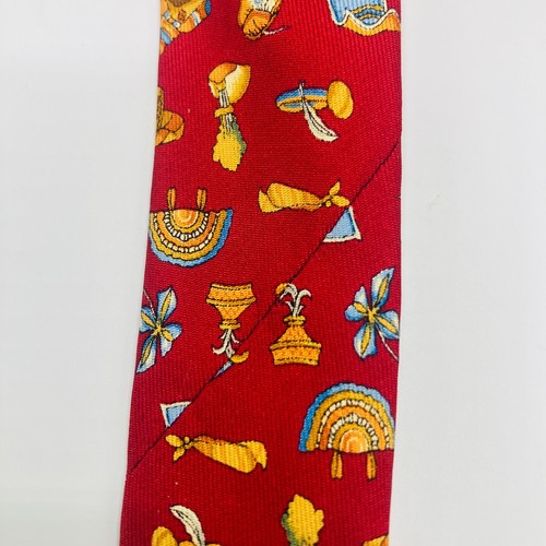 Salvatore Ferragamo Red Headwear/Flower Silk Tie Made In Italy - Picture 11 of 11