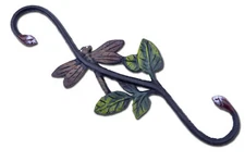 Cast Iron S Style Plant Hook Flower Hanger Dragonfly 12" Long