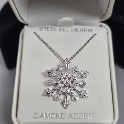 Kay Jewelers 925 Sterlingsilber Diamant Akzent Schneeflocke Anhänger Halskette 18''
