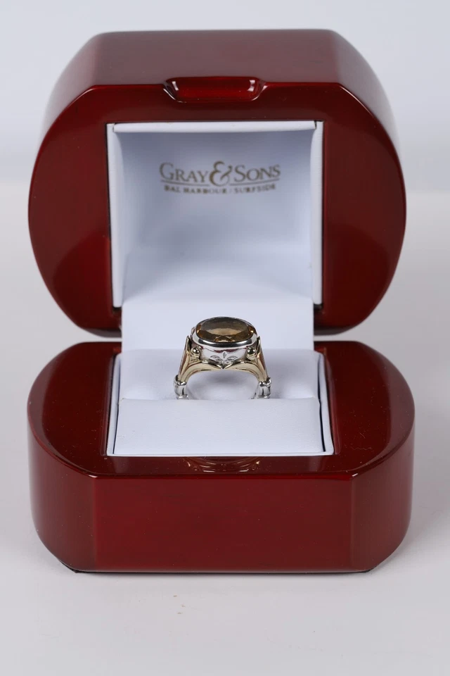 LAGOS Caviar Arcadio Citrino Dos Tonos Plata de Ley y 18K 14X10mm Anillo Tulipán! Foto 2 de 4