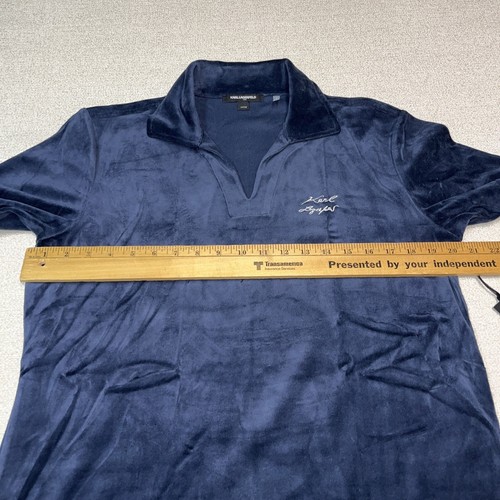 Karl Lagerfeld Fleece Poloshirt Herren klein marineblau Bowler-Stil Ausschnitt UVP $ 119 - Bild 9 von 14