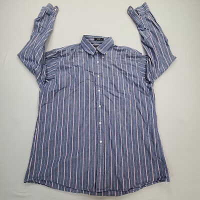 Arrow Shirt Mens 16.5 Blue Button Up Pastime Comfort Casual Stylish Striped