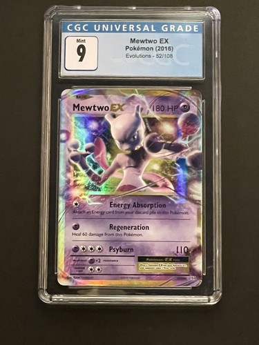 2016 Pokémon XY Evolutions Mewtwo EX 52/108 Graded CGC Univeral Grade Mint 9