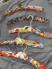 Vintage Hangers 6 Padded Satin  Cotton Beautiful Designs Some Mod
