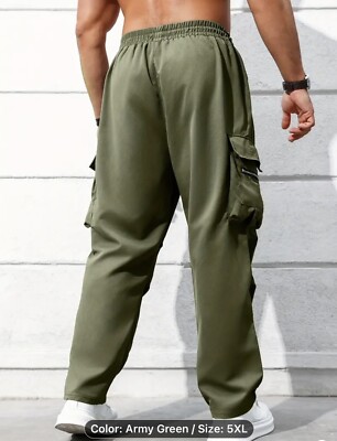 Men Size 5XL Army green Stylish Cargo Pants Baggy Trousers Loose