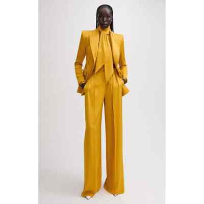 yellow dress suit for women OMC 3-Pieces Women's Mustard Slim Stretch Fit Luxe thigh with a structured silhouette Plus Size Yellow Women's Suits