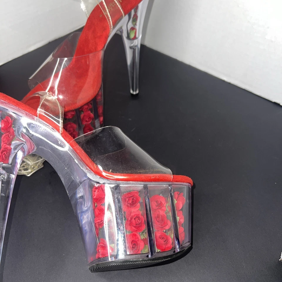 Pleaser Coqueto Flor Inserción Correa al Tobillo Tacones Altos Zapatos Adultos Mujeres ADORE/708FL Foto 4 de 4