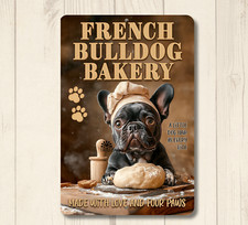 Bulldog Francés Panadería Toro Perro Hornear Chef Divertido Metal Estaño Pared Arte Cocina