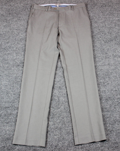 Peter Millar Pantalone Abito Uomo 33x32 Grigio Dritto Piatto Golf Pantaloni - Foto 2 di 14