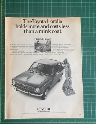 Vintage 1969 Toyota Corolla Print Ad | eBay