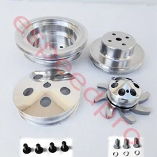 Big Block Chevy Polished Aluminum Pulley Kit Long Pump BBC LWP 396 402 427 454