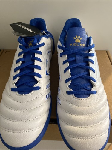 NEW ⚽️Kelme Instinct Leather Indoor Soccer Shoe Mens Size 7, White/Blue - Picture 3 of 7