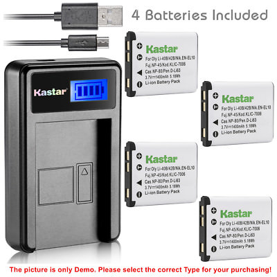 Kastar Battery LCD Charger for Casio NP-80 & EX-S6 EX-S7 EX-S8 EX-S9 EX-Z1 EX-Z2