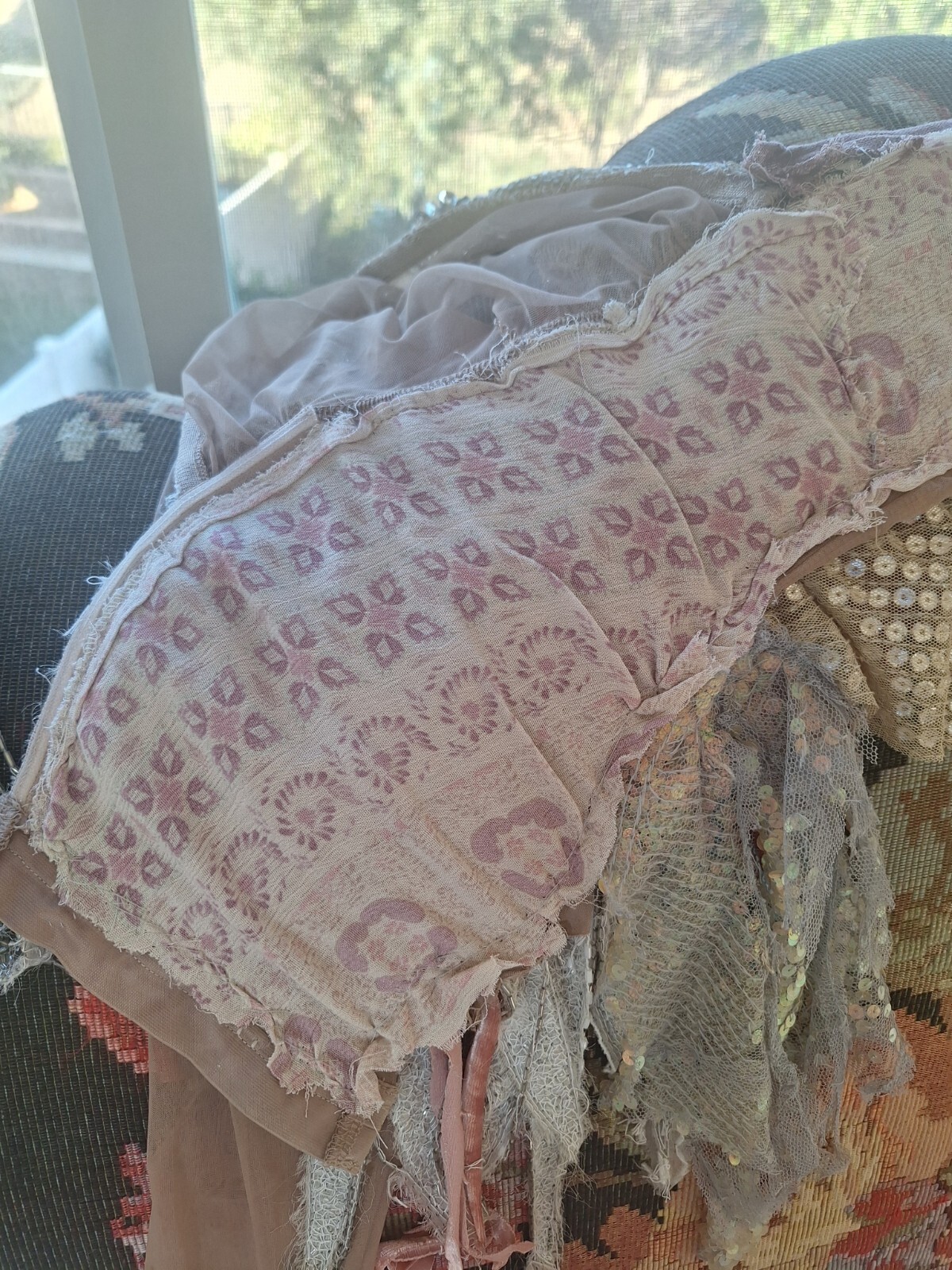 Vintage Inspired Patchwork Distressed Top Embelli… - image 19