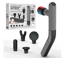 Sharper Image Powerboost Pro Reach Percussion Massager with 5 Attachments Grey