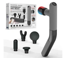 Sharper Image Powerboost Pro+ Reach Percussion Massager with 5 Attachments Grey