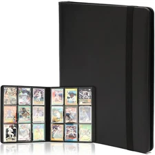 360 Card Pocket Binder with Strap 9 Pocket Trading Cards Album Folder, Black